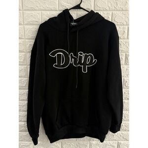 ORIGINAL DELUXE SUPPLY MENS PULLOVER HOODIE SIZE XL BLACK DRIP PRINT LONG SLEEVE